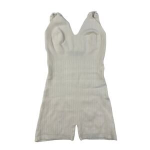 White Fox Boutique - Ribbed V Neck Playsuit in White